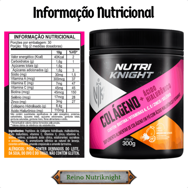 Colágeno + Ácido Hialurônico 300g - Laranja Nutriknight - Imagem 2