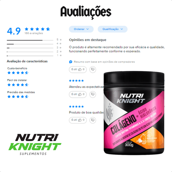 Colágeno + Ácido Hialurônico 300g - Laranja Nutriknight - Imagem 9