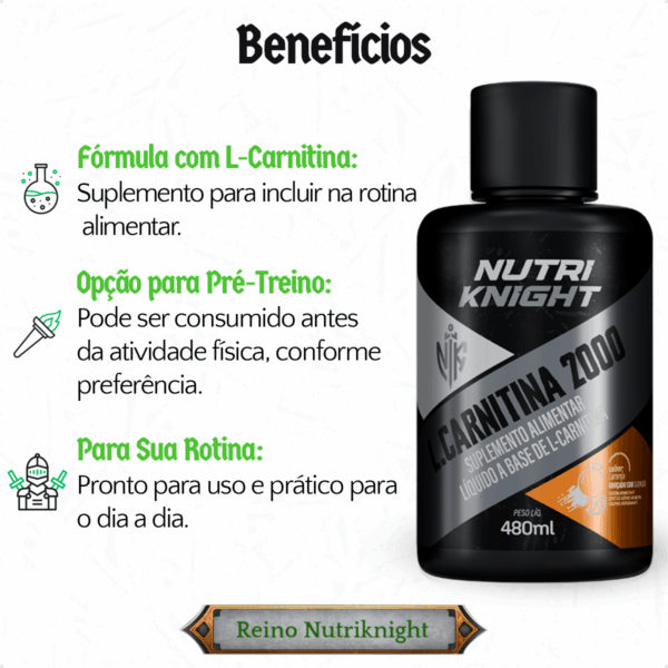 L-Carnitina 2000 480ml - Laranja Nutriknight - Imagem 3