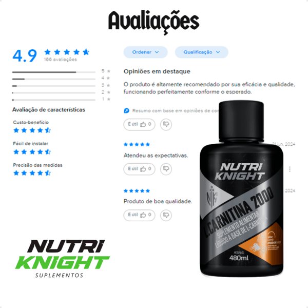 L-Carnitina 2000 480ml - Laranja Nutriknight - Imagem 9