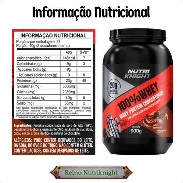 Whey Protein Premium 900g - Chocolate Nutriknight - Imagem 2