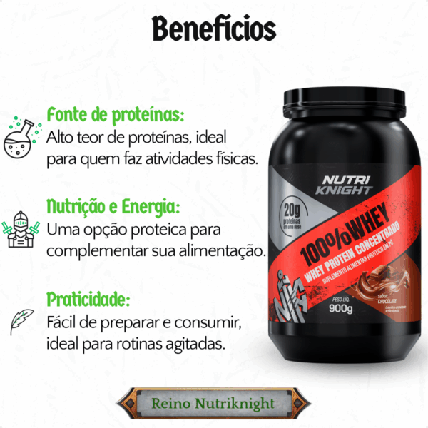Whey Protein Premium 900g - Chocolate Nutriknight - Imagem 3