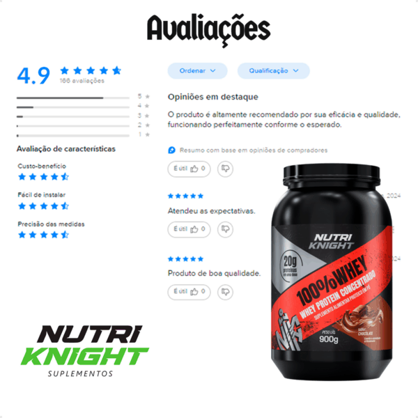 Whey Protein Premium 900g - Chocolate Nutriknight - Imagem 9