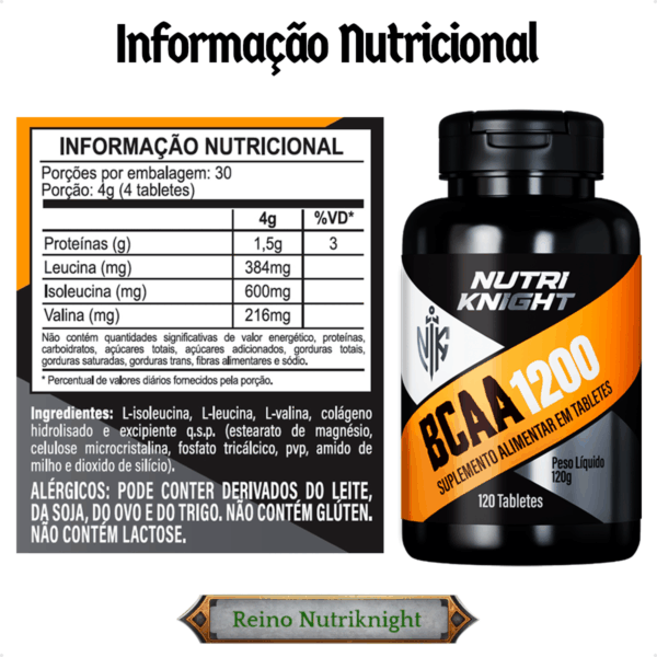 Kit 5 BCAA 1200 - 120 Tabletes Nutriknight - Imagem 2