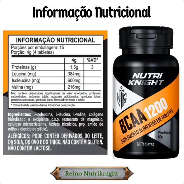 Kit 5 BCAA 1200 - 60 Tabletes Nutriknight - Imagem 2