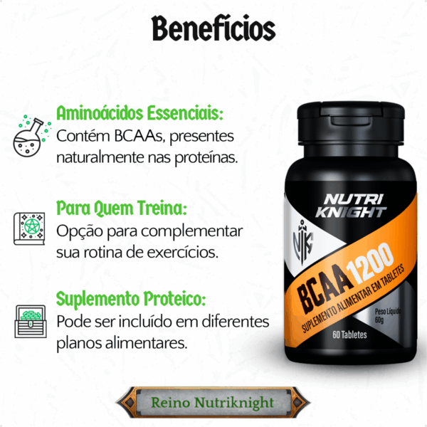 Kit 5 BCAA 1200 - 60 Tabletes Nutriknight - Imagem 3