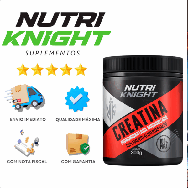 Creatina Monohidratada Pote 300g 100% Pura Nutriknight - Imagem 10