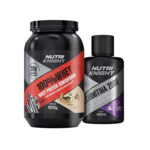 Kit 100% Whey Protein Concentrado 900g - Baunilha + L-Carnitina 2000 - Açaí com Guaraná Nutriknight