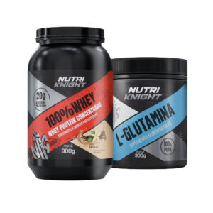 Kit 100% Whey Protein Concentrado 900g - Baunilha + L-Glutamina 300g Nutriknight
