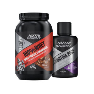 Kit 100% Whey Protein Concentrado 900g - Chocolate + L-Carnitina 2000 - Açaí com Guaraná Nutriknight