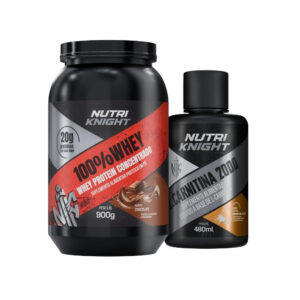 Kit 100% Whey Protein Concentrado 900g - Chocolate + L-Carnitina 2000 - Laranja Nutriknight