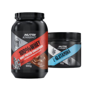 Kit 100% Whey Protein Concentrado 900g - Chocolate + L-Glutamina 150g Nutriknight