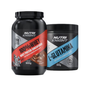 Kit 100% Whey Protein Concentrado 900g - Chocolate + L-Glutamina 300g Nutriknight