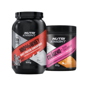 Kit 100% Whey Protein Concentrado 900g - Leitinho + Colágeno + Ácido Hialurônico - Laranja Nutriknight