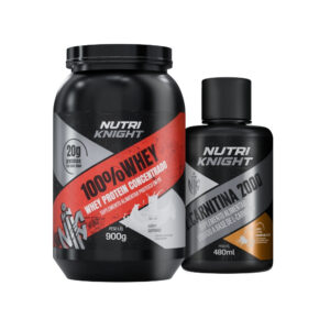 Kit 100% Whey Protein Concentrado 900g - Sabor Leitinho + L-Carnitina 2000 - Laranja Nutriknight