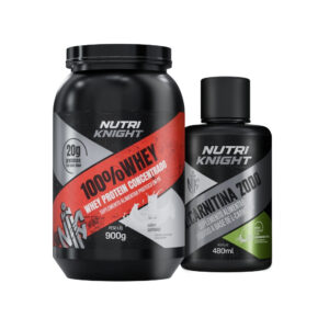 Kit 100% Whey Protein Concentrado 900g - Leitinho + L-Carnitina 2000 - Limonada Suíça Nutriknight
