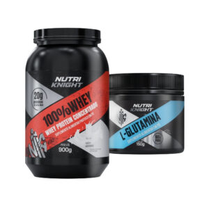 Kit 100% Whey Protein Concentrado 900g - Leitinho + L-Glutamina 150g Nutriknight