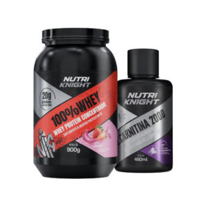Kit 100% Whey Protein Concentrado 900g - Morango + L-Carnitina 2000 - Açaí com Guaraná Nutriknight