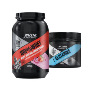 Kit 100% Whey Protein Concentrado 900g - Morango+ L-Glutamina 150g Nutriknight