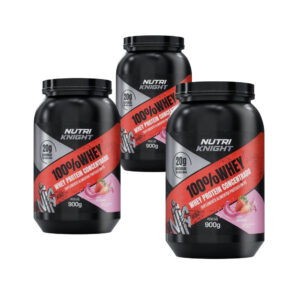 Kit 3 100% Whey Protein Concentrado 900g - Morango Nutriknight