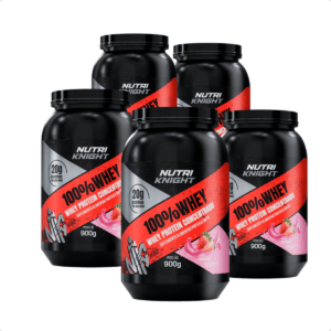 Kit 5 100% Whey Protein Concentrado 900g - Morango Nutriknight