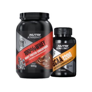 Kit BCAA 1200 120 Tabletes + Whey Protein 900g - Chocolate Nutriknight