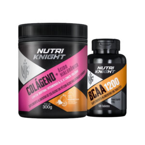 Kit BCAA 1200 120 Tabletes + Colágeno + Ácido Hialurônico - Laranja Nutriknight