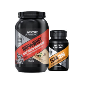 Kit BCAA 1200 60 Tabletes + Whey Protein 900g - Baunilha Nutriknight