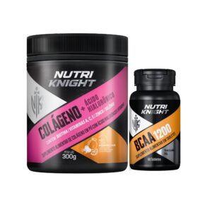 Kit BCAA 1200 60 Tabletes + Colágeno + Ácido Hialurônico - Laranja Nutriknight