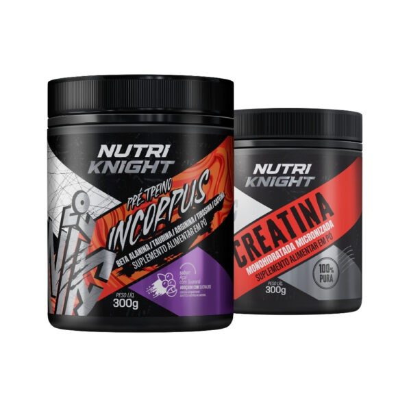 Kit Pré-Treino 300g - Açaí com Guaraná + Creatina 300g Nutriknight