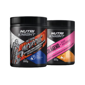 Kit Pré-Treino 300g - Blueberry + Colágeno + Ácido Hialurônico 300g - Laranja Nutriknight