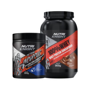 Kit Pré-Treino 300g - Sabor Blueberry + Whey Protein 900g - Chocolate Nutriknight