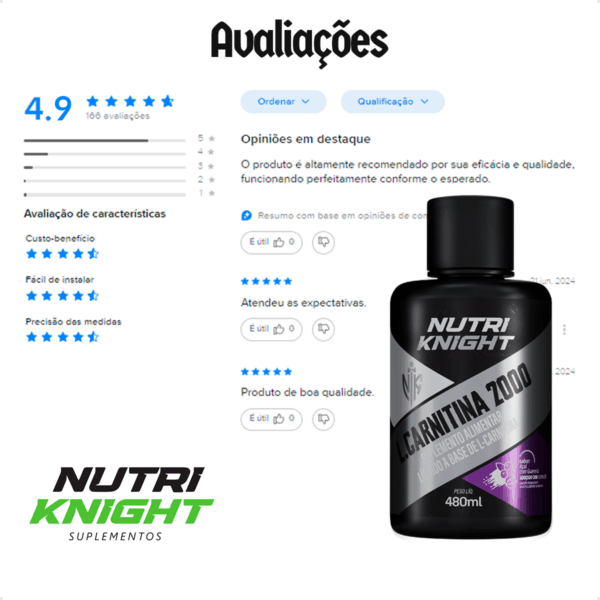 Kit 3 L-Carnitina 2000 - Açaí com Guaraná Nutriknight - Imagem 9