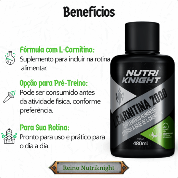 L-Carnitina 2000 480ml - Limonada Suíça Nutriknight - Imagem 3