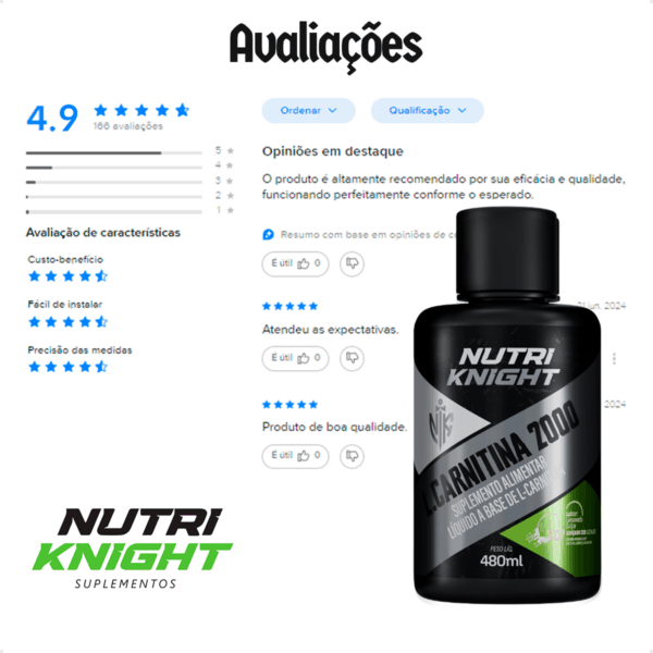 L-Carnitina 2000 480ml - Limonada Suíça Nutriknight - Imagem 9