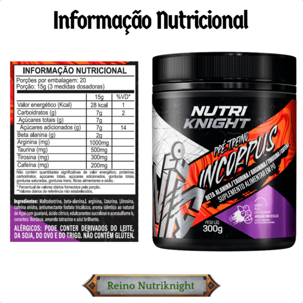Pré-Treino 300g - Açaí com Guaraná Nutriknight - Imagem 2