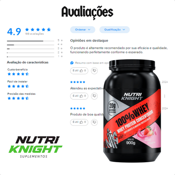 Whey Protein Premium 900g - Morango Nutriknight - Imagem 9