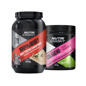 Kit 100% Whey Protein Concentrado 900g - Baunilha + Colágeno + Ácido Hialurônico - Limonada Suíça Nutriknight
