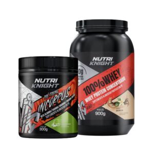 Kit Pré-Treino 300g - Limonada Suíça + 100% Whey Protein Concentrado 900g - Baunilha Nutriknight