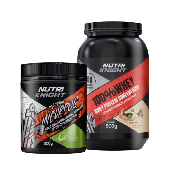 Kit Pré-Treino 300g - Limonada Suíça + 100% Whey Protein Concentrado 900g - Baunilha Nutriknight