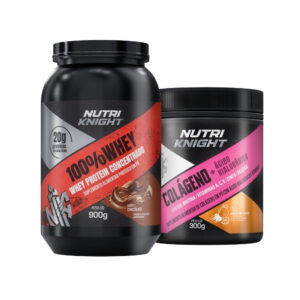 Kit 100% Whey Protein Concentrado 900g - Chocolate + Colágeno + Ácido Hialurônico - Laranja Nutriknight